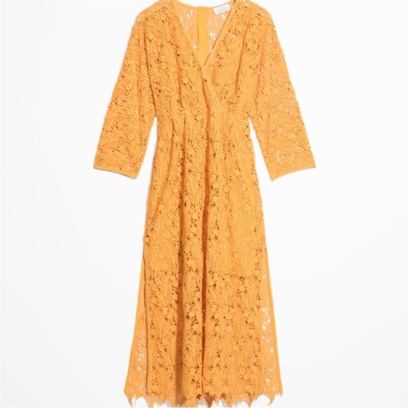 NWT & Other Stories Yellow Allover Lace Midi Dress - Picture 1 of 4